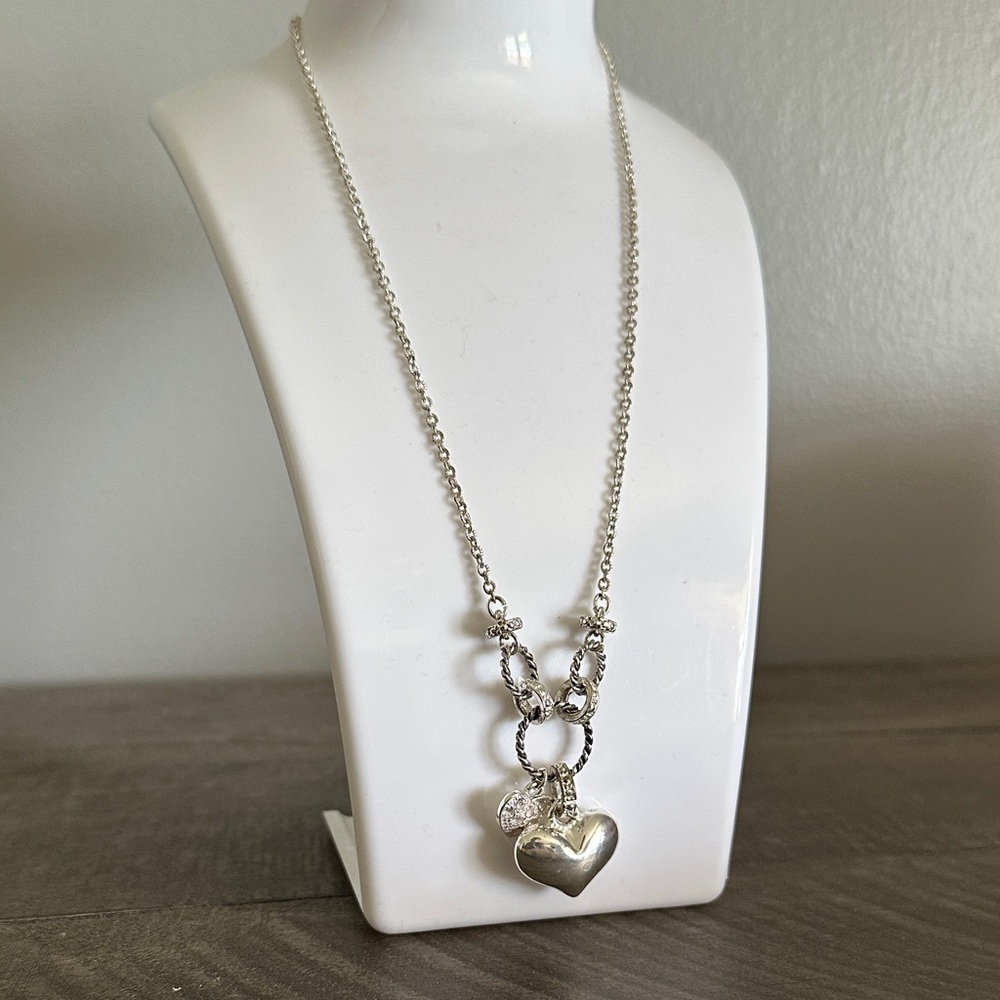 Vintage Avon Heart Charm Pendant Necklace Silver Chain